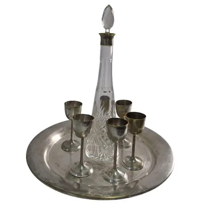 Set 6 pahare cu sticla de cristal