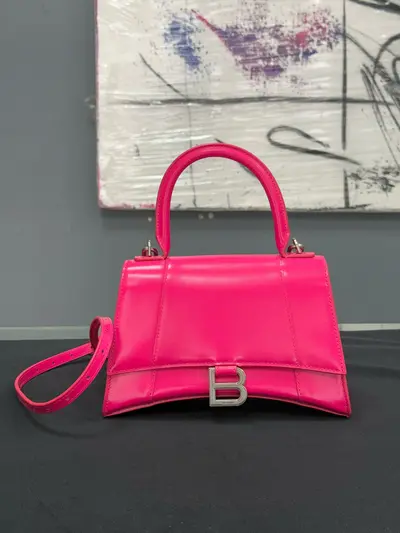 Geanta BALENCIAGA mica Hourglass Top Handle roz
