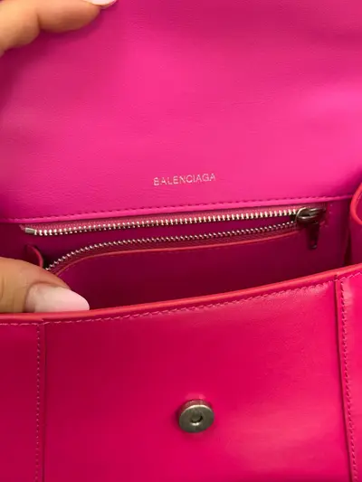 Geanta BALENCIAGA mica Hourglass Top Handle roz 2