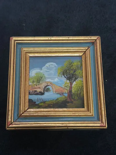 Pictura miniaturala realizata din argint pictat manual