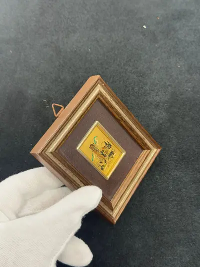 Pictura miniaturala realizata din argint pictat manual 4