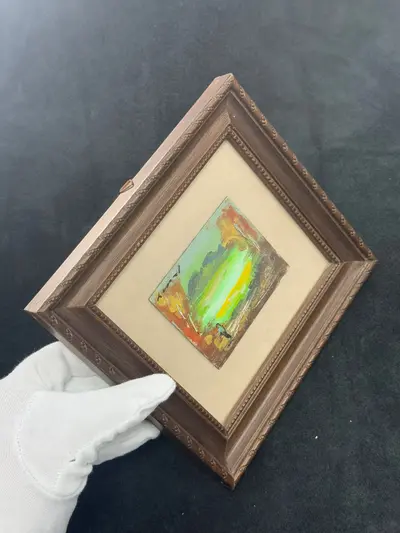 Pictura miniaturala realizata din argint pictat manual 3