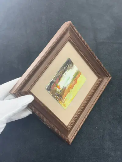Pictura miniaturala realizata din argint pictat manual 4
