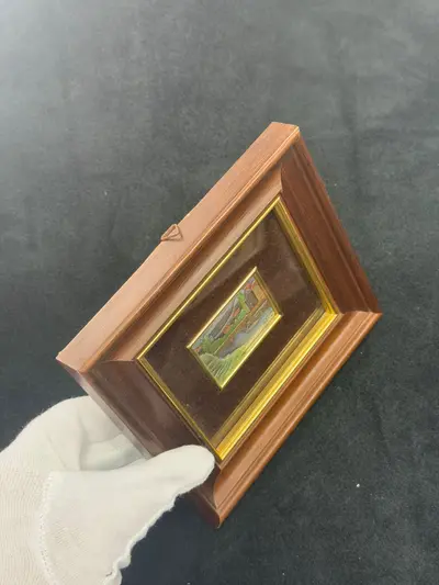 Pictura miniaturala realizata din argint pictat manual 3