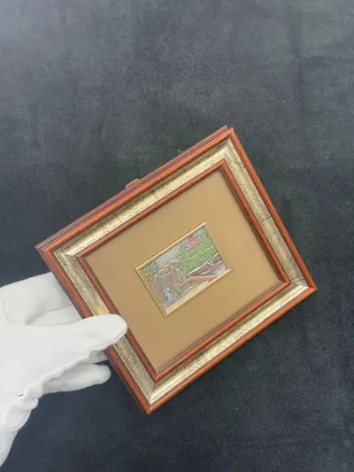 Pictura miniaturala realizata din argint pictat manual 3