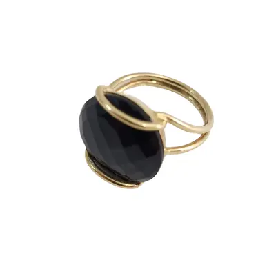 Set cercei + inel  Aur 18k cu pietre Dark Smokey Quartz 4