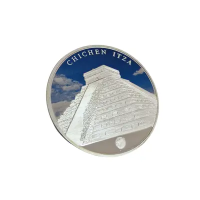 Moneda argint Mongolia 100 tuqrik Chichen Itza