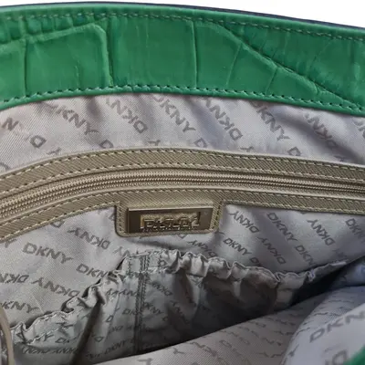 Geanta DKNY piele crocodil, culoare verde 4