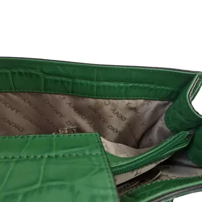 Geanta DKNY piele crocodil, culoare verde 6