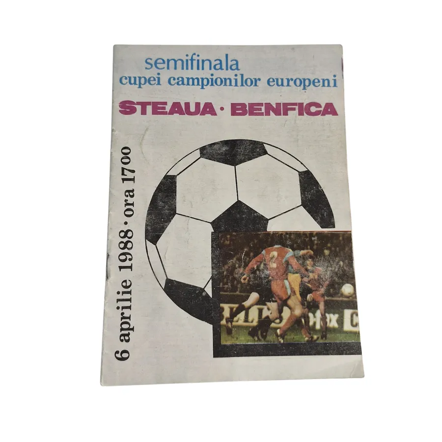 Program fotbal vintage "Steaua - Benfica , semifinala cupei campionilor" 1988