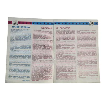 Program  fotbal vintage "Steaua - Benfica , semifinala cupei campionilor" 1988 3