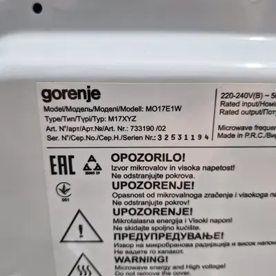 Cuptor microunde GORENJE MO17E1W, 17l, 700W, alb-negru 3