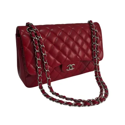 Poseta Chanel Timeless Classic Jumbo – Red Caviar, Silver Hardware 2