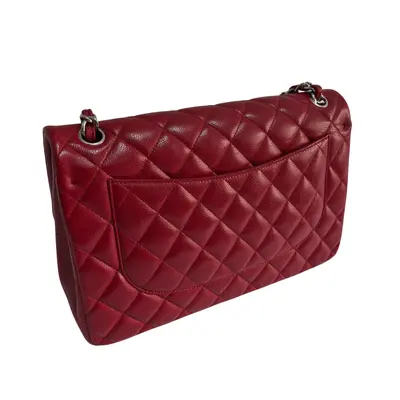 Poseta Chanel Timeless Classic Jumbo – Red Caviar, Silver Hardware 3