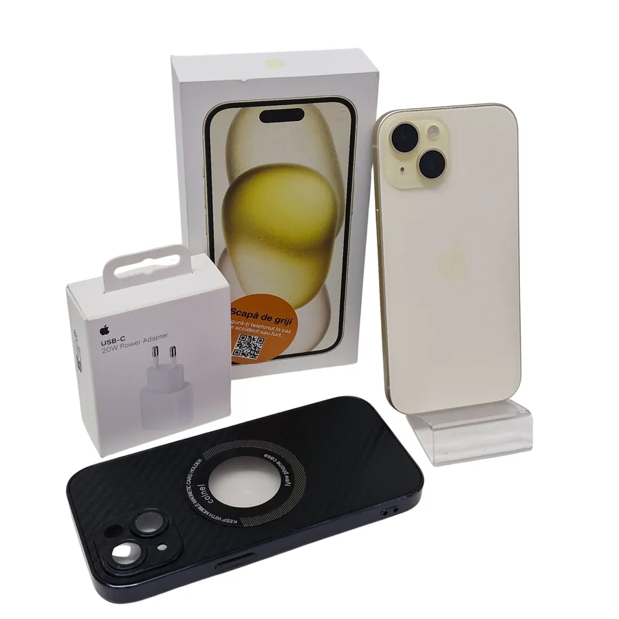 Telefon Apple iPhone 15, 128GB, 5G, Yellow