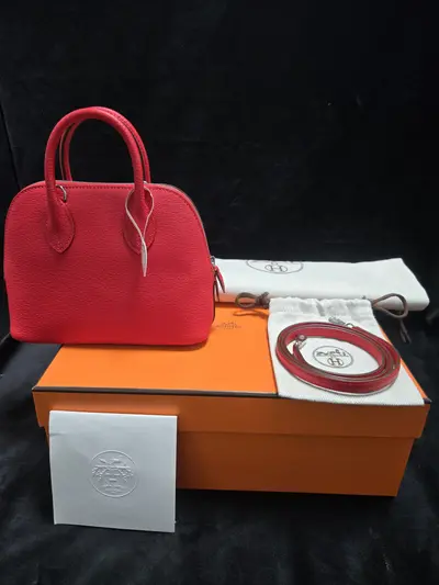 Geantă Hermes – Mini Bolide, Piele Naturală, Roșu Intens
