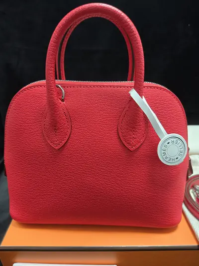 Geantă Hermes – Mini Bolide, Piele Naturală, Roșu Intens 2