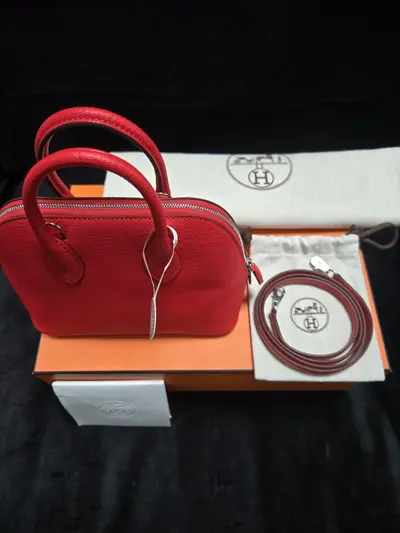 Geantă Hermes – Mini Bolide, Piele Naturală, Roșu Intens 5