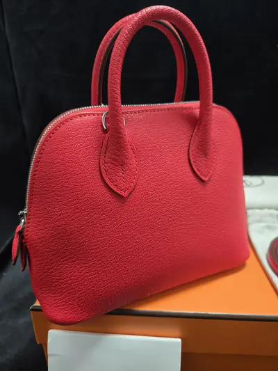 Geantă Hermes – Mini Bolide, Piele Naturală, Roșu Intens 6