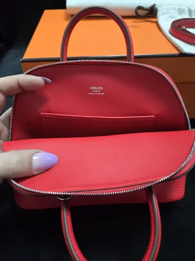 Geantă Hermes – Mini Bolide, Piele Naturală, Roșu Intens 8