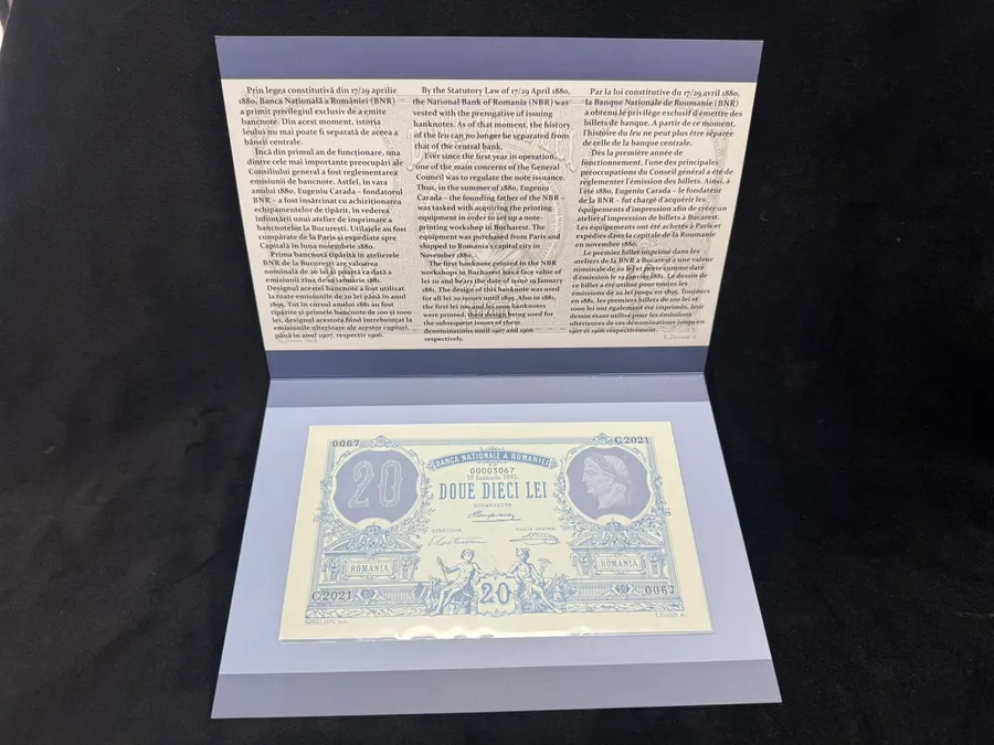 Prima bancnotă emisă de banca națională a României în 1881.