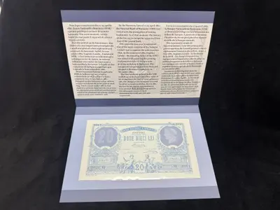 Prima bancnotă emisă de banca națională a României în 1881.