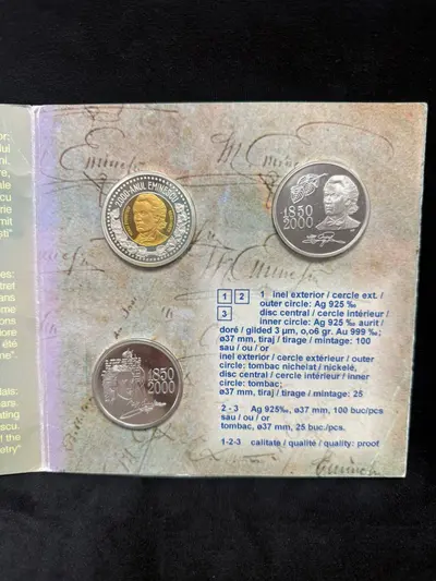 Set aniversar 3 medalii Mihai Eminescu 2