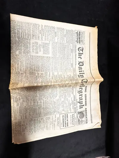 Ziar britanic The Daily Telegraph din data de vineri, 11 decembrie 1936