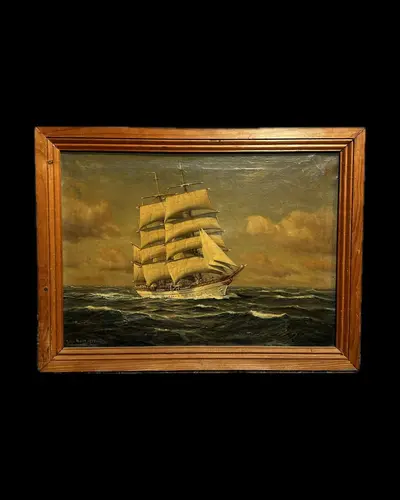 Tablou Vas cu pânzele întinse realizată de artistul Joh. H. Hoist