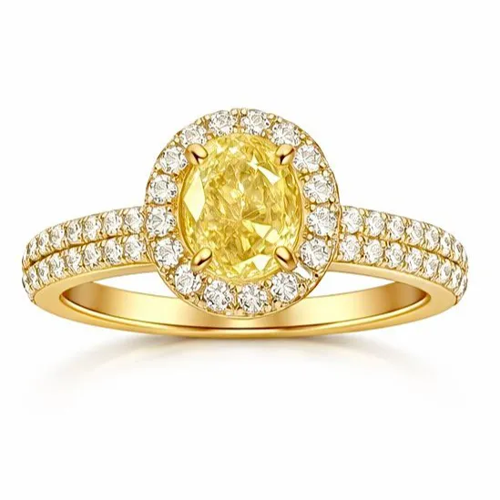 Inel din aur 18K cu diamant natural Fancy Yellow