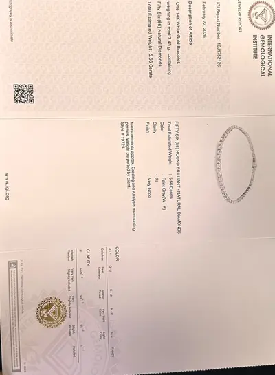 Brățară tenis din aur alb 14K cu diamante naturale 5.66 ct 3