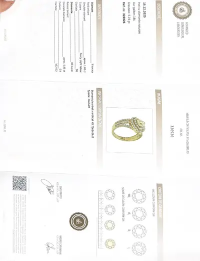 Inel aur galben 18K cu diamant central + diamante naturale (VVS) – certificat gemologic 5