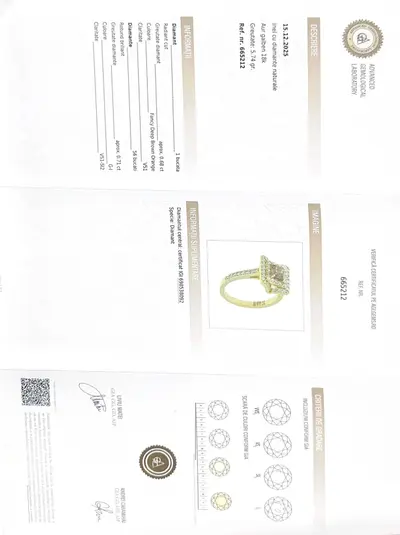 Inel aur galben 18K cu diamante naturale (VVS) – certificat gemologic 5
