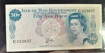 Bancnotă 50 Pence – Isle of Man – cu Queen Elizabeth II