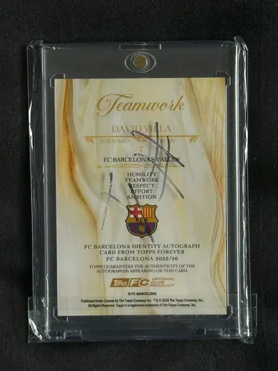 Cartonaș de colecție cu David Villa - Autograf Original - Ediție Limitată FC Barcelona 2