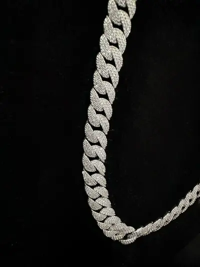 Lanț Cuban Link Iced Out - Argint S925 - 97.75g - 50cm - Claritate VVS 2